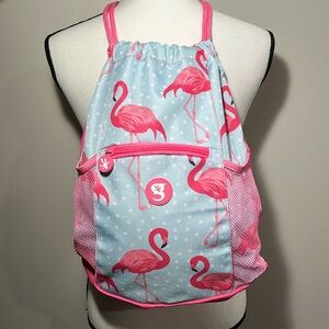 NWOT Flamingo Print Drawstring Bag/Backpack